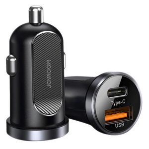 JOYROOM car charger C-A08, USB + Type-C, 30W, black