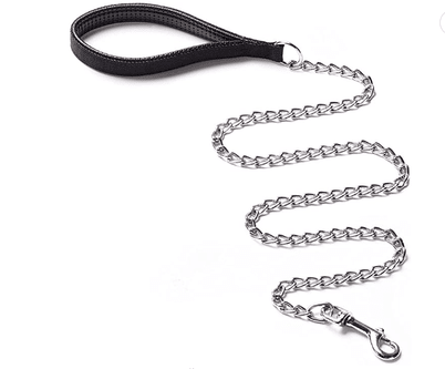 Heavy Duty Dog Leash, Metal Dog Leash Dog Chain with Padded Handle for Large & Medium Size Dogs