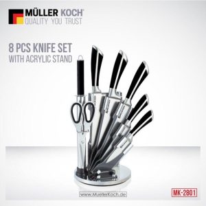 Muller Koch MK-2801 Knife Set With Acrylic Stand 8 Pcs Black